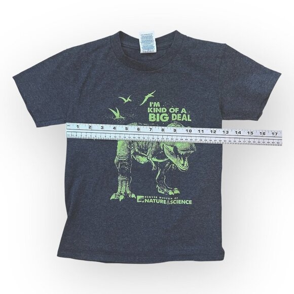 Dinosaur TREX Denver Nature and Science Museum Glow Shirt Green Gray Youth Small - Picture 4 of 12